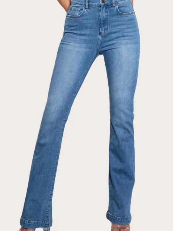 High-Rise Heart Back Bootcut Jeans In Medium Stone