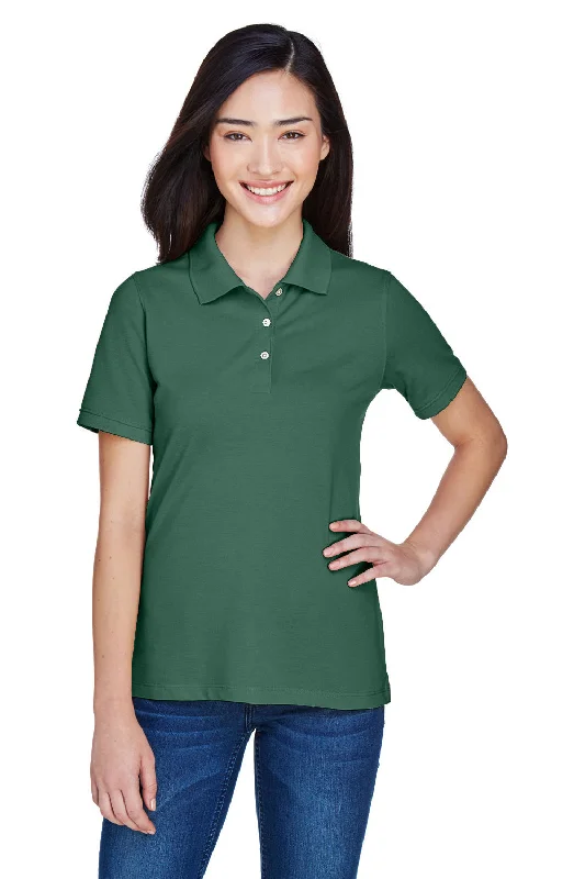 Harriton Womens Easy Blend Wrinkle Resistant Short Sleeve Polo Shirt - Hunter Green