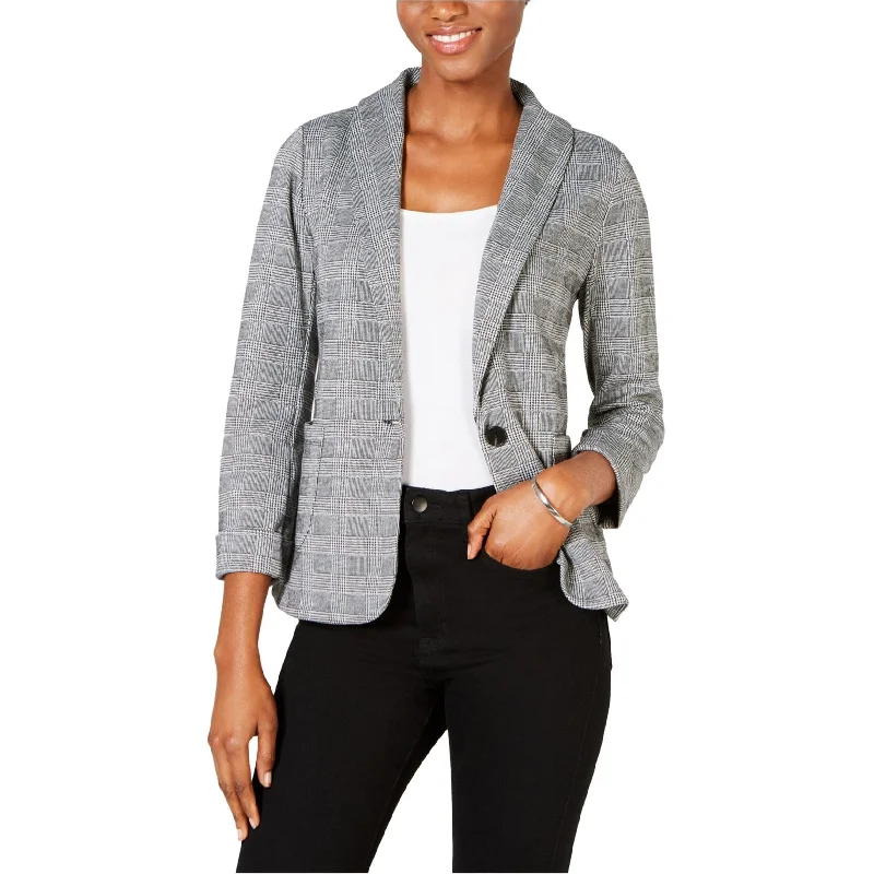 maison Jules Womens Work Wear One Button Blazer Jacket, Grey, Small