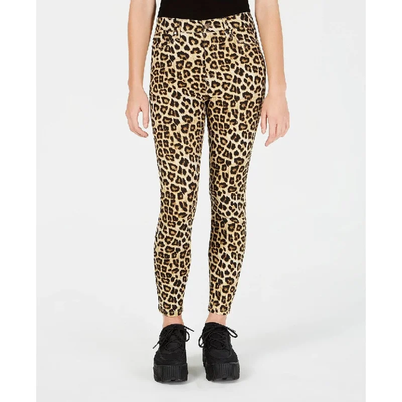 Celebrity Pink Juniors' Cheetah-Print Skinny Ankle Jeans Yellow Size 15