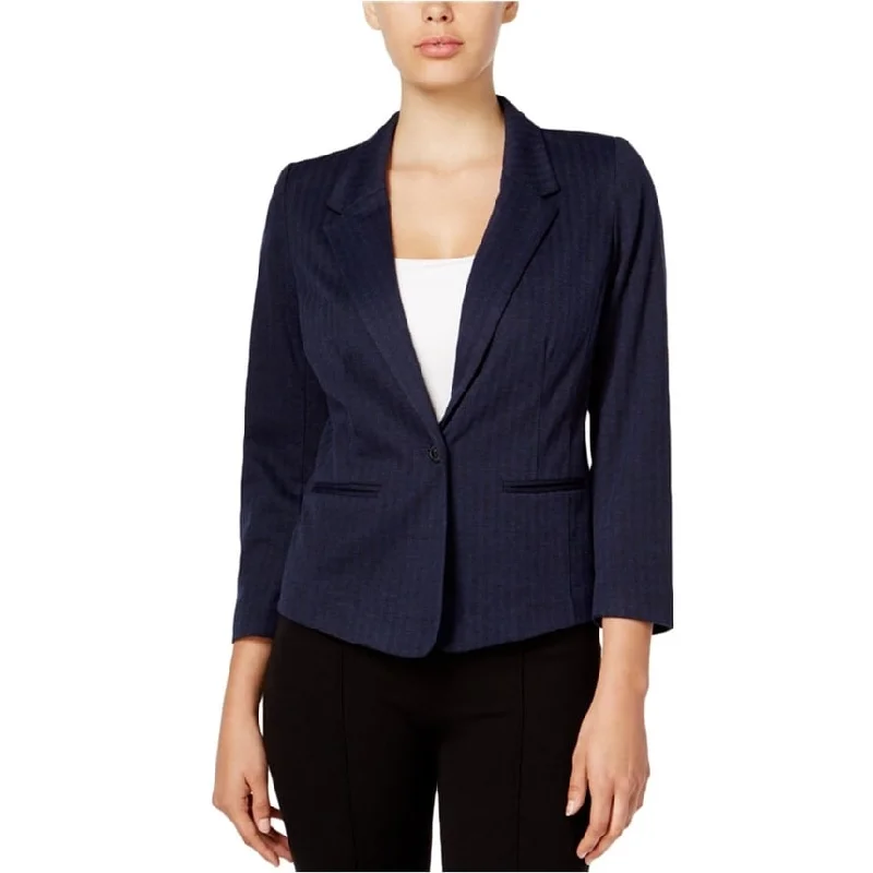 Kensie Womens Herringbone One Button Blazer Jacket