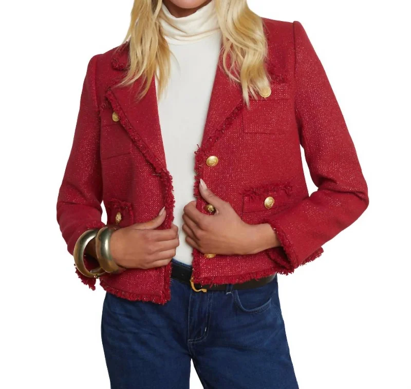 Sylvia Collared Jacket In Garnet Red/ Copper