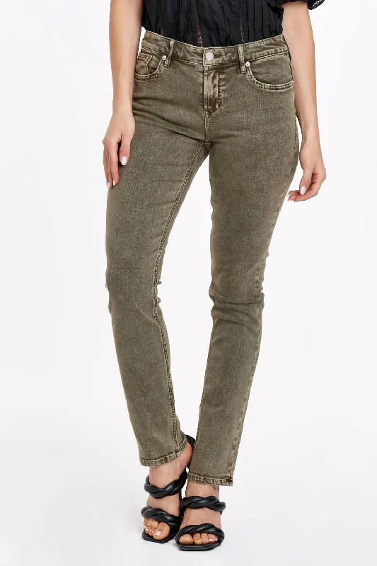 Blaire High Rise Denim Jeans In Olive