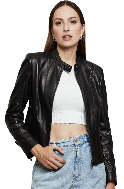 Women Unique Black Leather Jacket