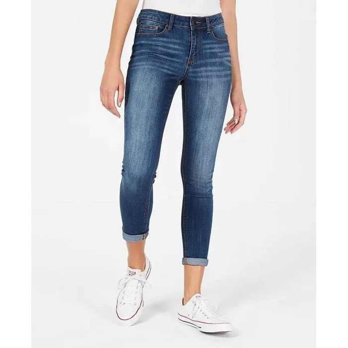 Indigo Rein Junior's Cuffed Cropped Skinny Jeans Blue Size 5