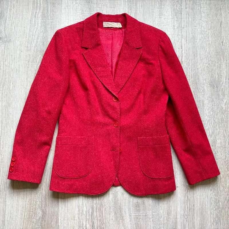 Vintage 60s Solid Red Pendleton Wool Blazer / Sport Coat (Womens Small)