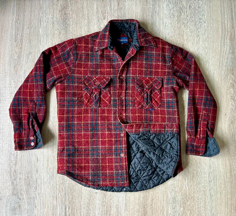 Medium - Vintage 80s Windbreaker Quilt Lined Plaid Western Button Up Shacket / Shirt / Jacket