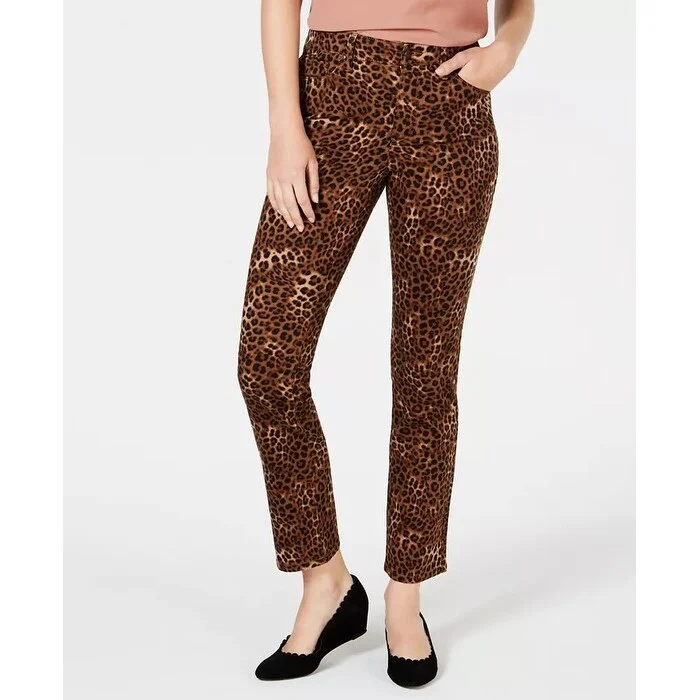 Charter Club Women's Petite Printed Lexington Straight-Leg Jeans Brown Size 2 P