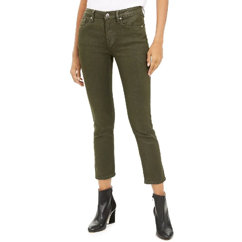 Vigoss Jeans Women's Olive Coated Straight-Leg Jeans Green Size 30