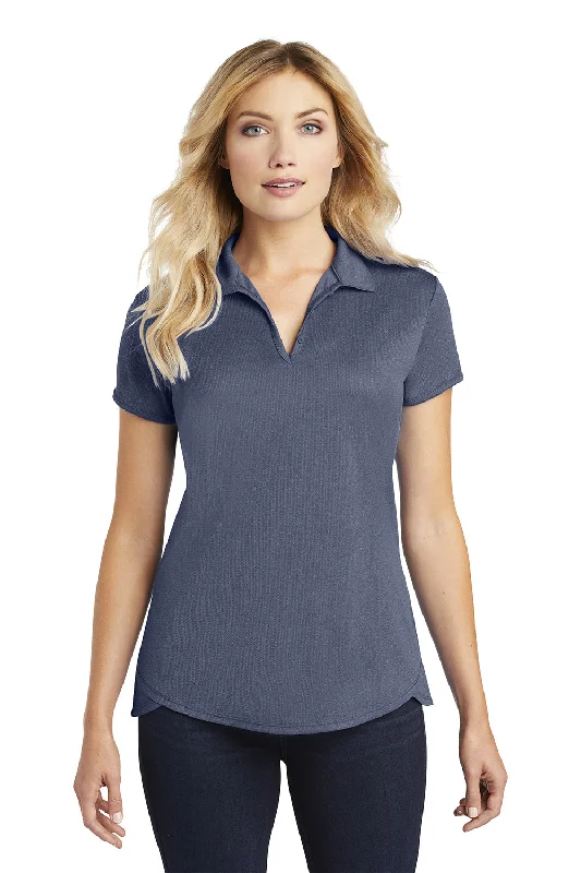 Port Authority Womens Trace Moisture Wicking Short Sleeve Polo Shirt - Heather True Navy Blue