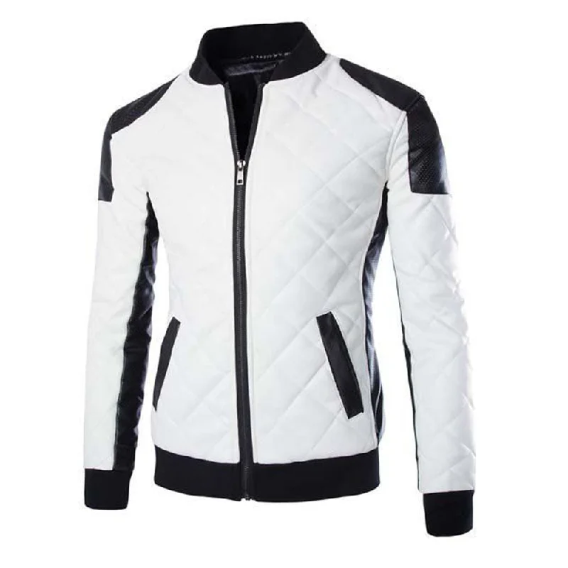 White Black Fashion Biker Jacket