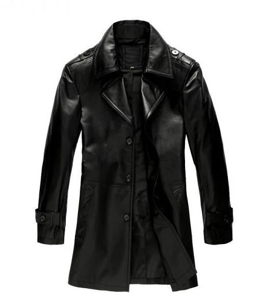 Super Longtrench Men Real Leather Coats