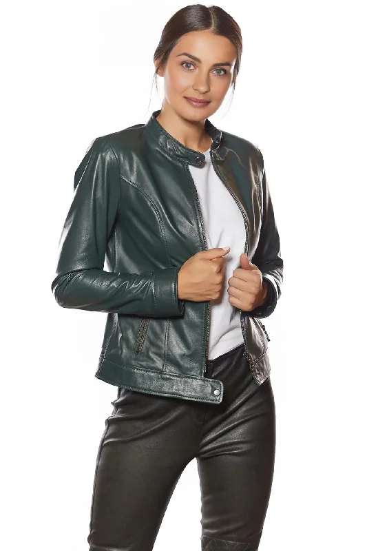 Addison Green Leather Jacket For Women