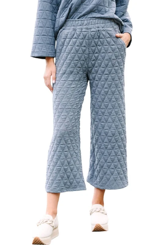 Vail Quilted Pants In Dusty Blue