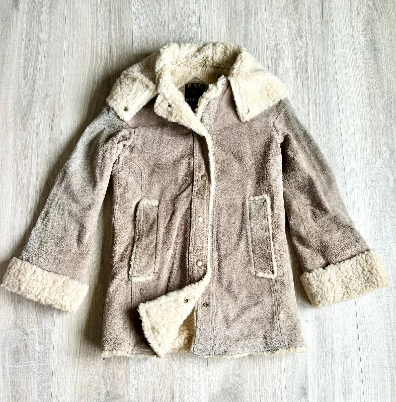 Small - Vintage 60s/70s PBD Western Suede Leather Sherpa Lined Suede Hooded Ranch Jacket