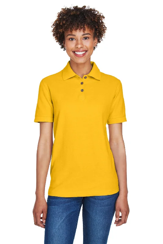 UltraClub Womens Whisper Short Sleeve Polo Shirt - Gold - Closeout