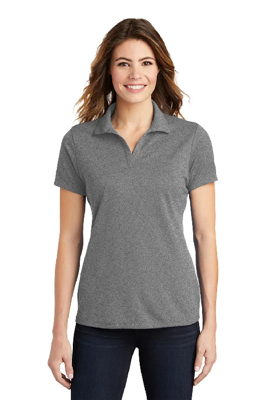 Sport-Tek Womens RacerMesh Moisture Wicking Short Sleeve Polo Shirt - Heather Grey