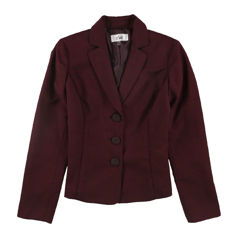 Le Suit Womens Solid Three Button Blazer Jacket, Red, 4