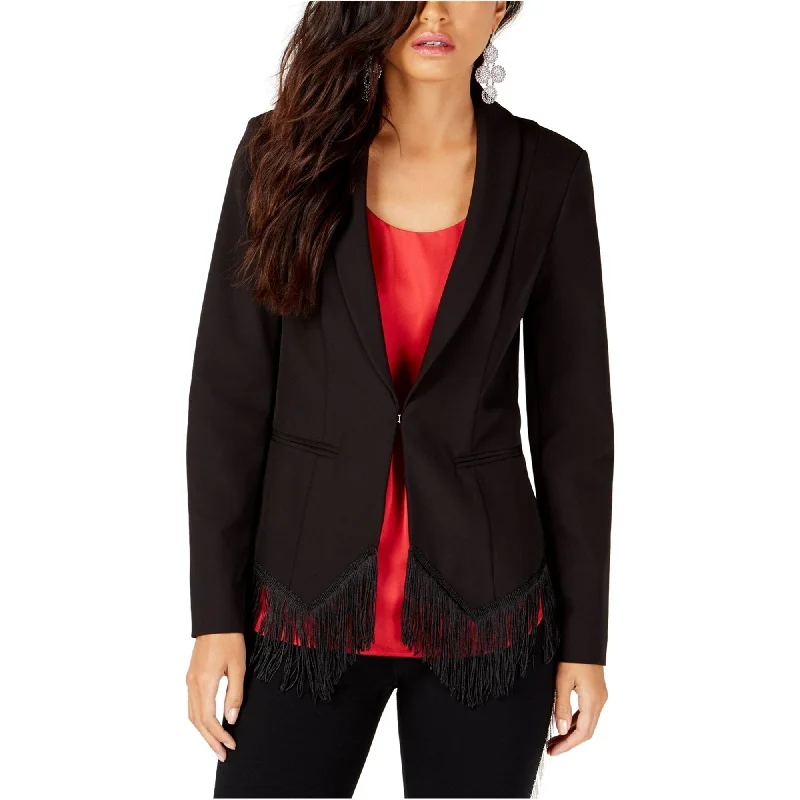 I-N-C Womens Fringed Blazer Jacket, Black, Medium