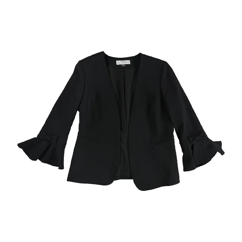 Tahari Womens Bow Flutter Blazer Jacket, Black, 12