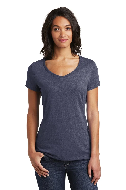 District Womens Very Important Short Sleeve V-Neck T-Shirt - Heather Navy Blue