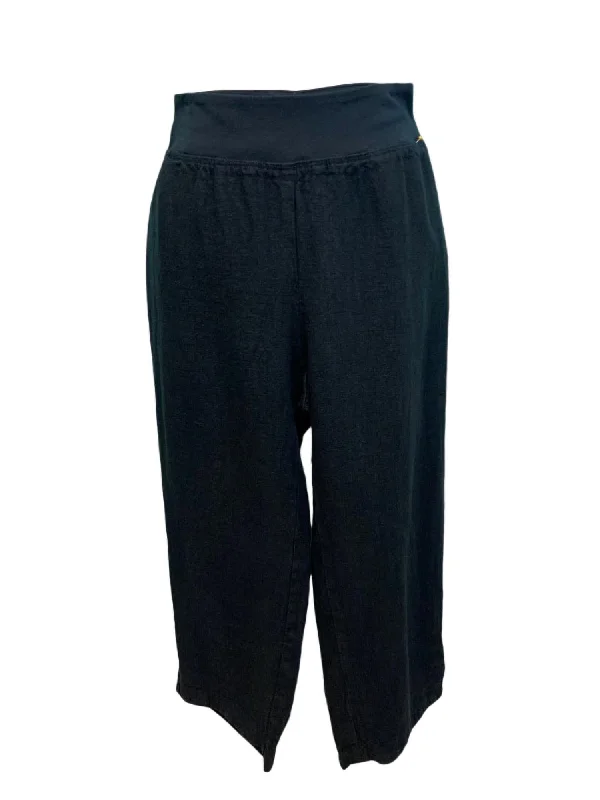 Women's Linen Capri Easy Pants In Black