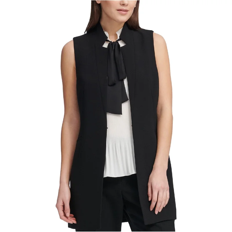 DKNY Womens Notched-Lapel Blazer Jacket, Black, 4