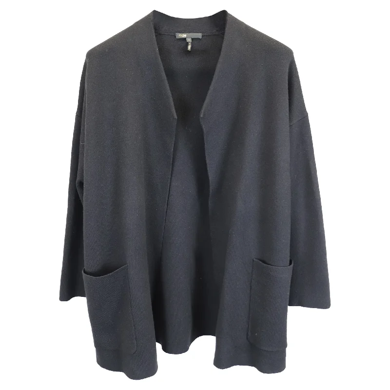 Maje Open Cardigan in Black Wool