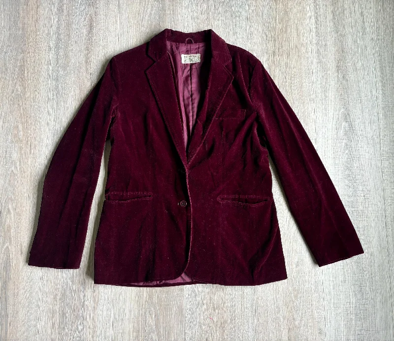 Vintage 60s Maroon Crushed Velvet Blazer / Sport Coat (Womens Med/Lrg)