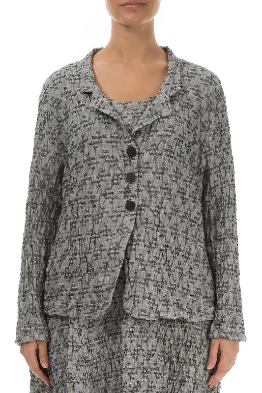 Geometric Texture Grey Linen Jacket