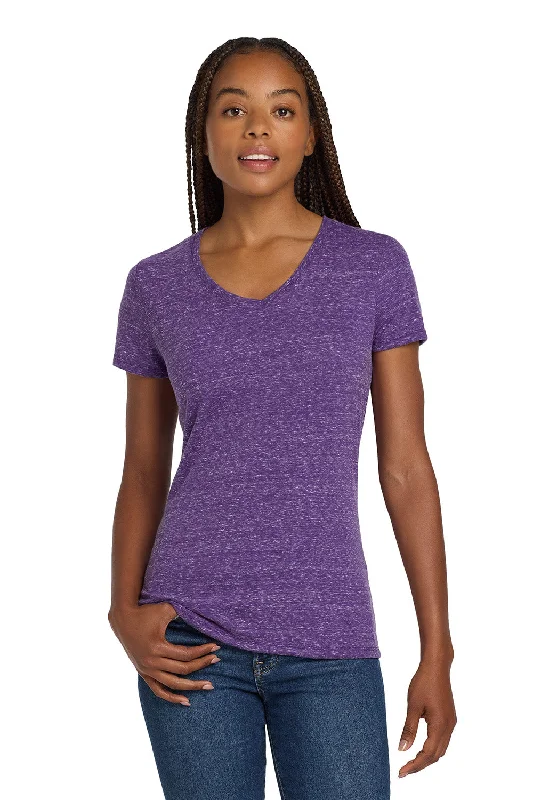 Jerzees Womens Vintage Snow Short Sleeve V-Neck T-Shirt - Heather Purple