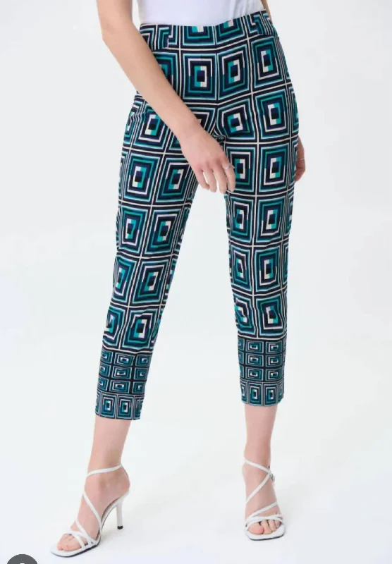 Abstract Print Pull On Pants In Multi