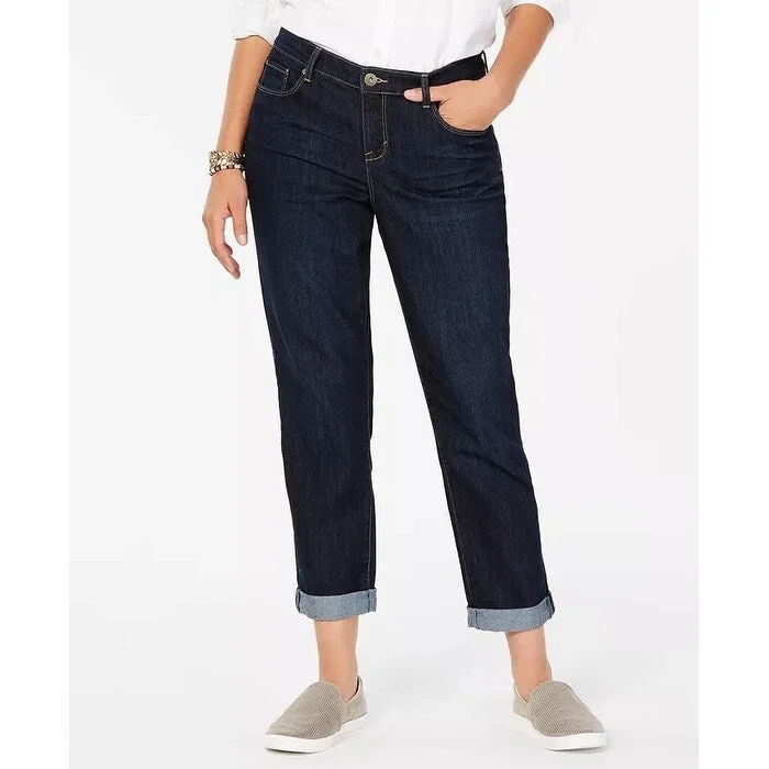 Style & Co Women's Ex-Boyfriend Ankle Jeans Dark Blue Size 6