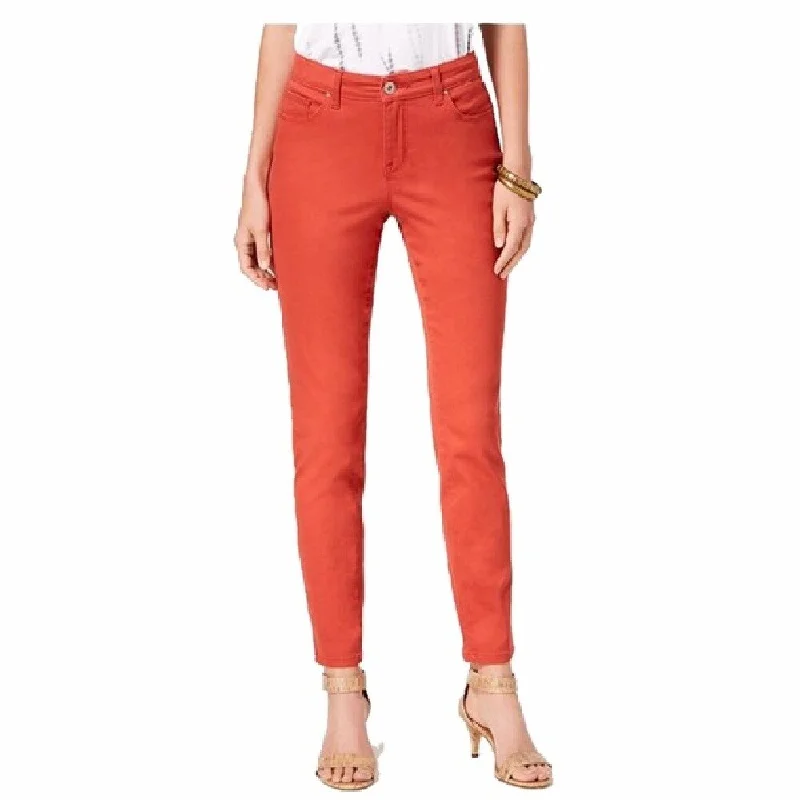 Style & Co Women's Curvy Fit Skinny Jeans Autumn Rust Size 4 - Orange