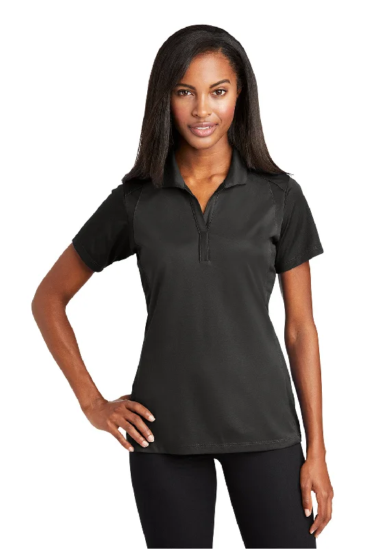 Sport-Tek Womens Sport-Wick Moisture Wicking Short Sleeve Polo Shirt - Iron Grey/Black