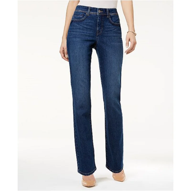 Style & Co Women's Tummy-Control Straight-Leg Jeans Dark Blue Size 8