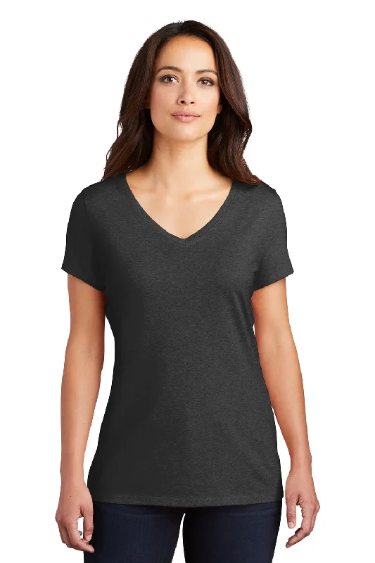 District Womens Perfect Tri Short Sleeve V-Neck T-Shirt - Black Frost