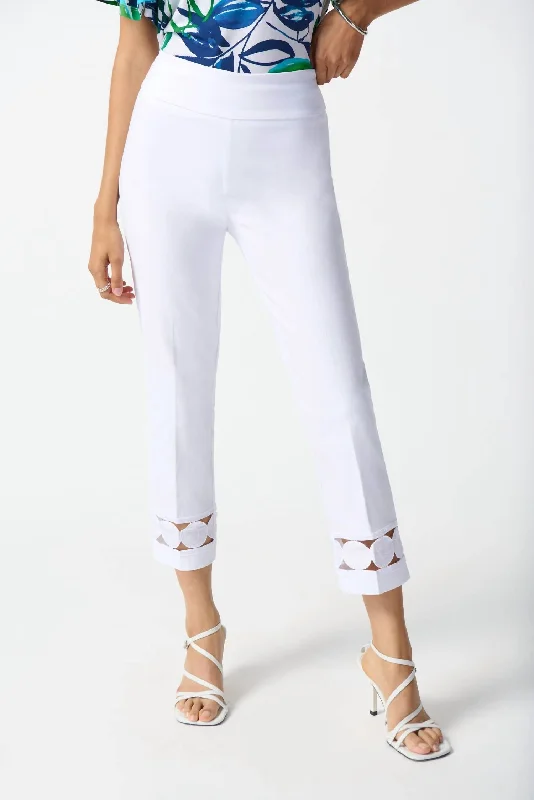 Cropped Pull On Pants In White