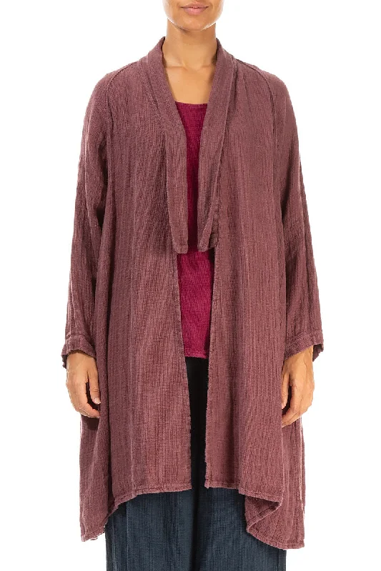 Open Merlot Textured Linen Jacket