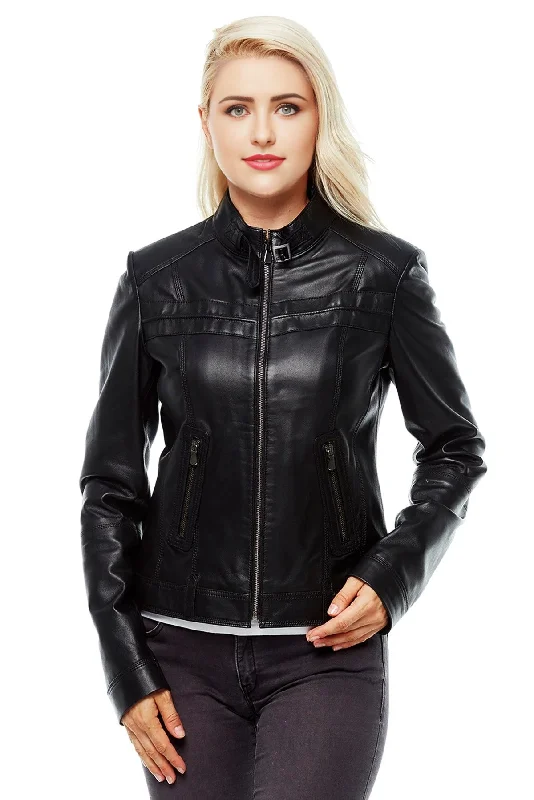 Eliya Black Stylish Leather Jacket For women