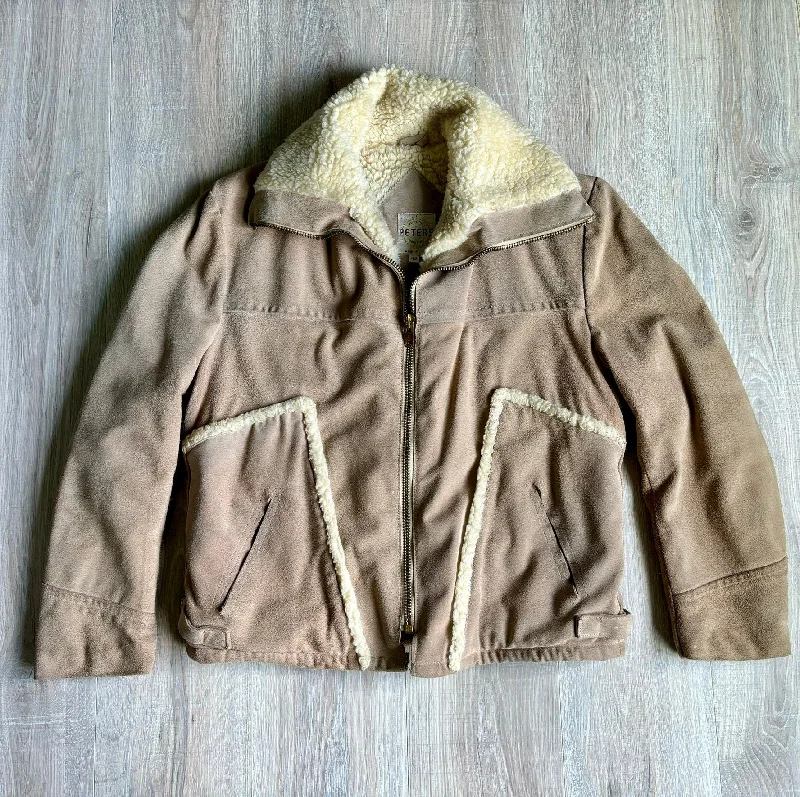 Med/Lrg - Vintage 60s/70s Peters Leather Sherpa Lined Suede Bomber / Flight / Rancher Jacket