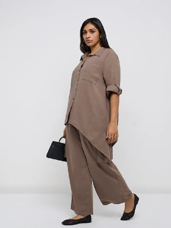 Gia Taupe High-Rise Trousers