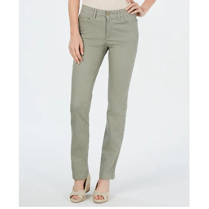 Charter Club Women's Lexington Straight-Leg Jeans Palm Olive Size 14