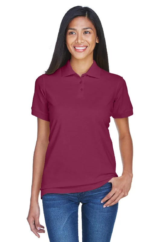 UltraClub Womens Classic Short Sleeve Polo Shirt - Burgundy - Closeout