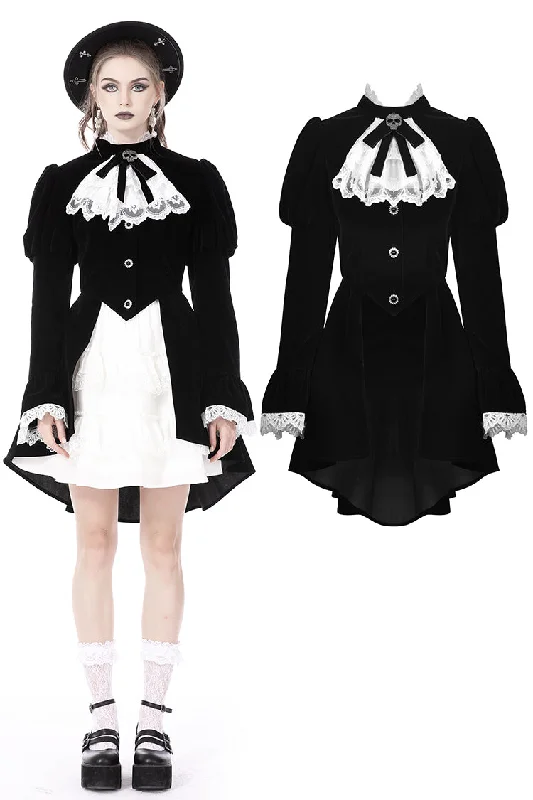 Gothic retro contrast frilly collar velvet jacket JW234