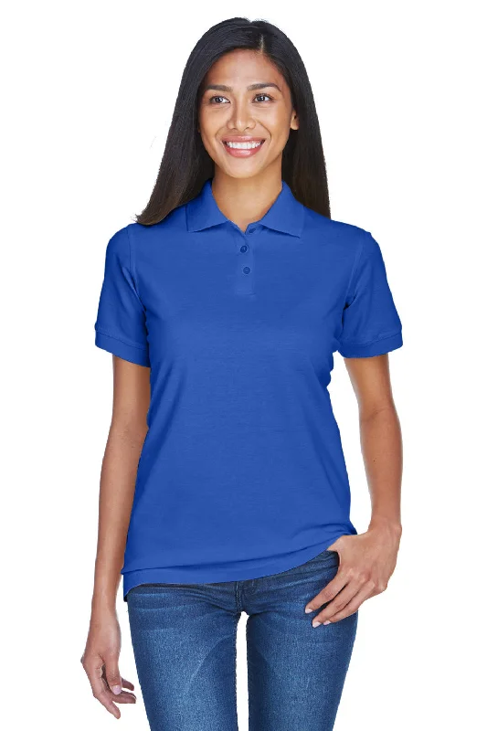 UltraClub Womens Classic Short Sleeve Polo Shirt - Royal Blue - Closeout