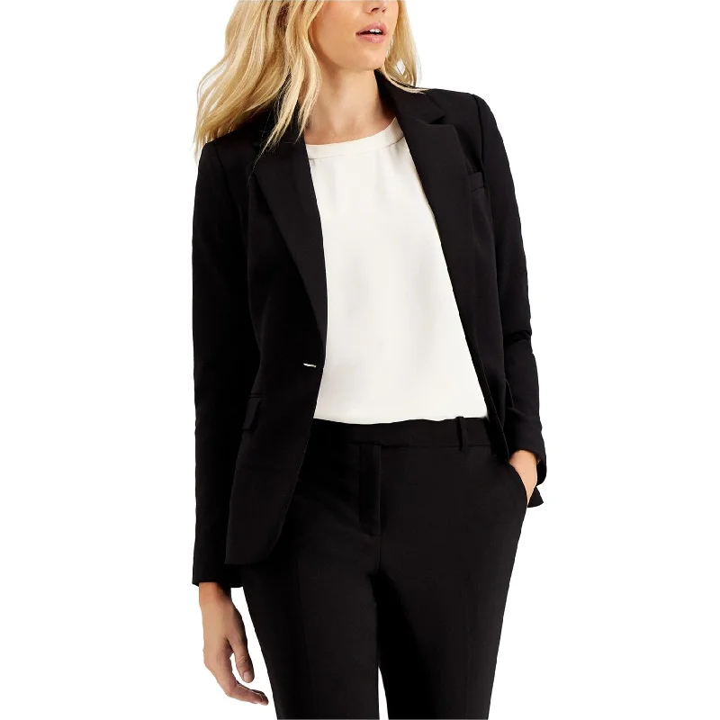 Calvin Klein Womens Slim-Fit One Button Blazer Jacket, Black, 10