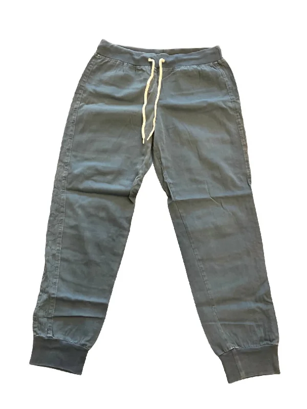 Women's Denim Cargo Sweatpants In Teal