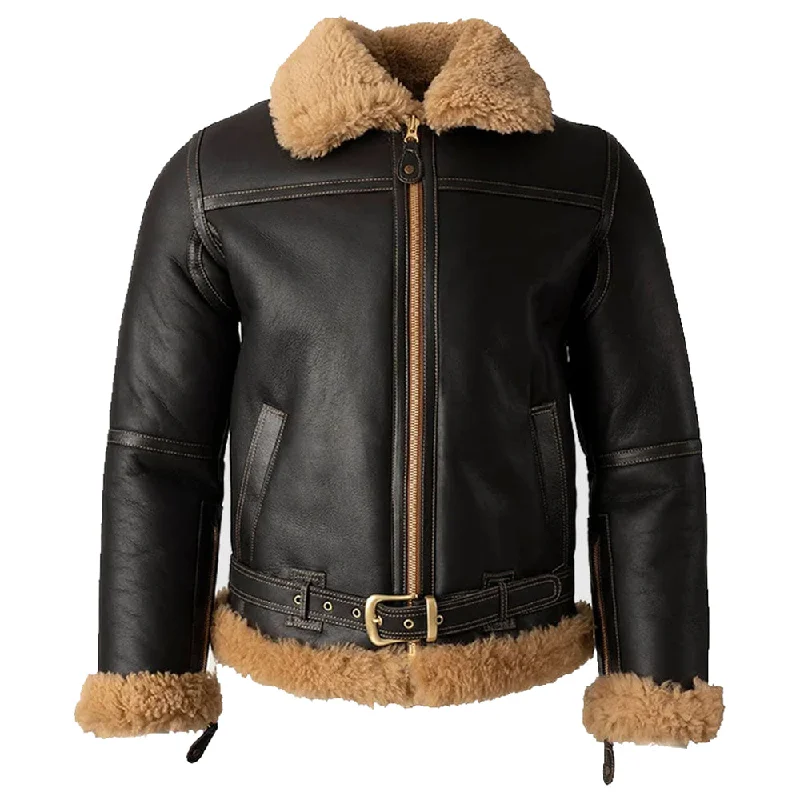 Black Leather B3 Shearling Bomber Jacket