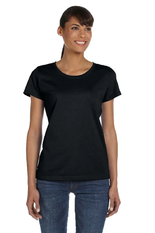 Fruit Of The Loom Womens HD Jersey Short Sleeve Crewneck T-Shirt - Black - Closeout